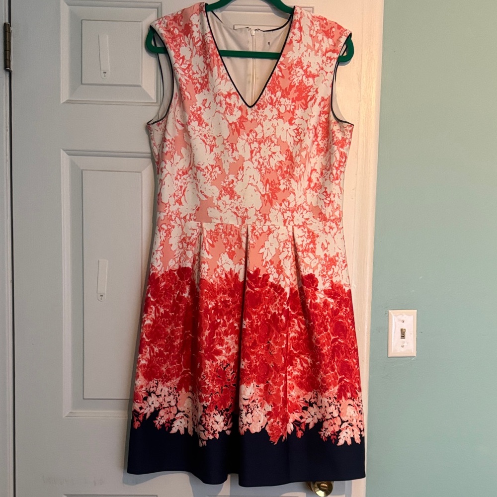 Floral Sleeveless Dress - Red and White